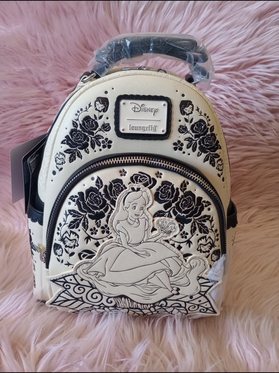 Disney Loungefly Alice in Wonderland Cream & Black Mini Backpack main image 9